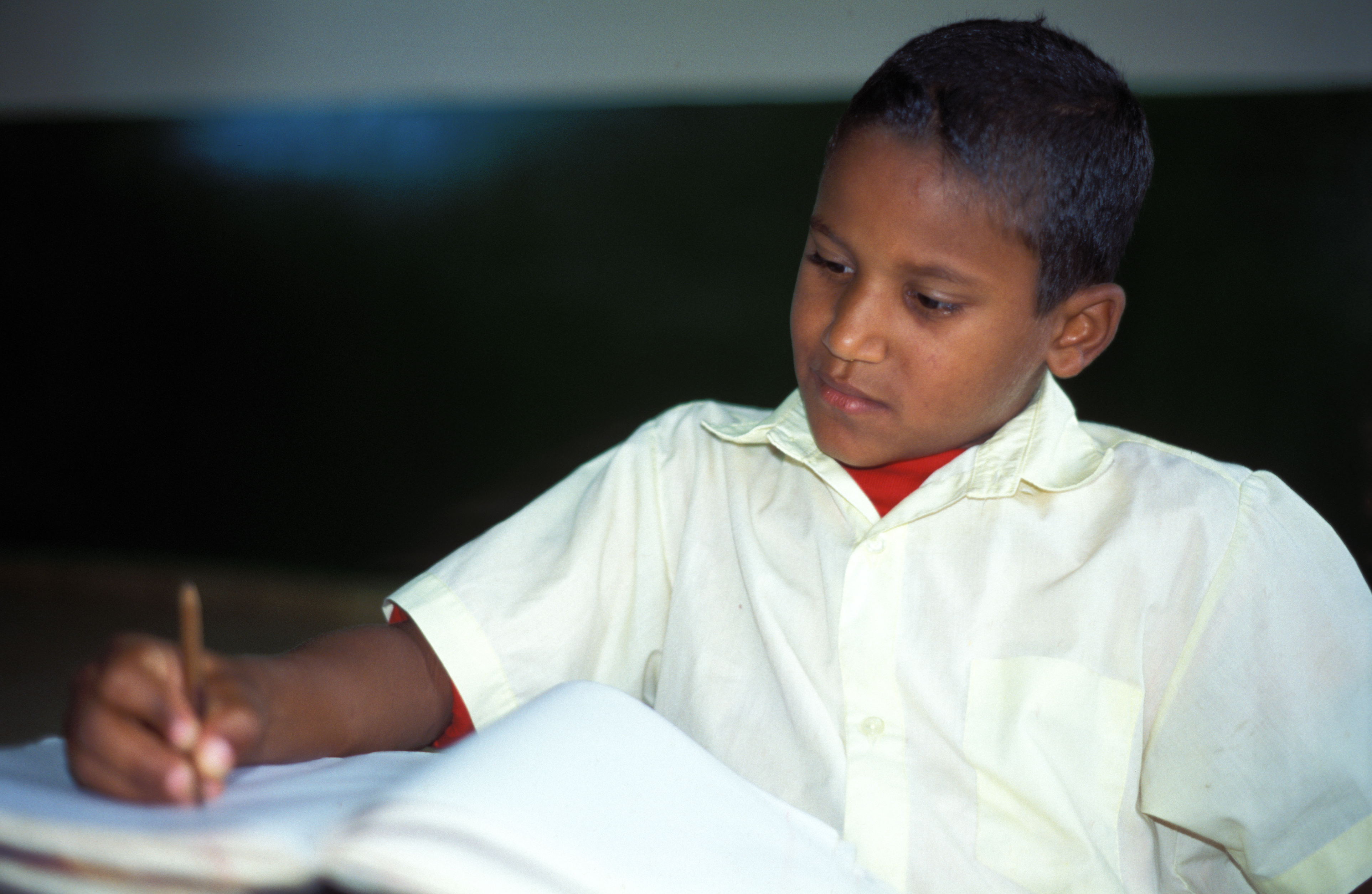 Boy in School in Dominican Republic