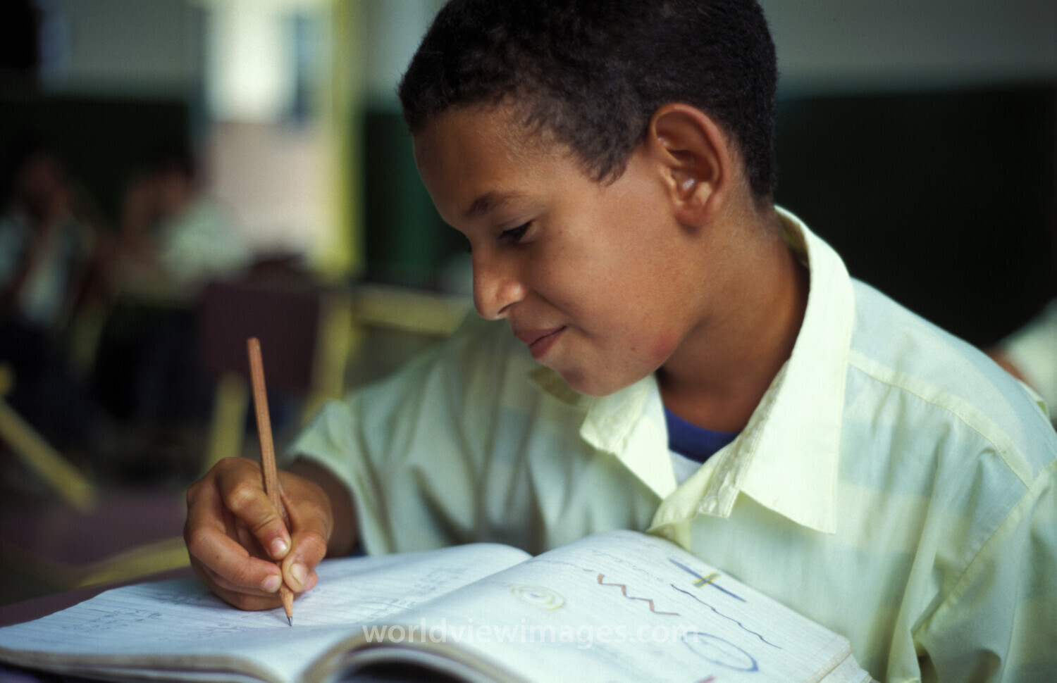 Boy in School in Dominican Republic