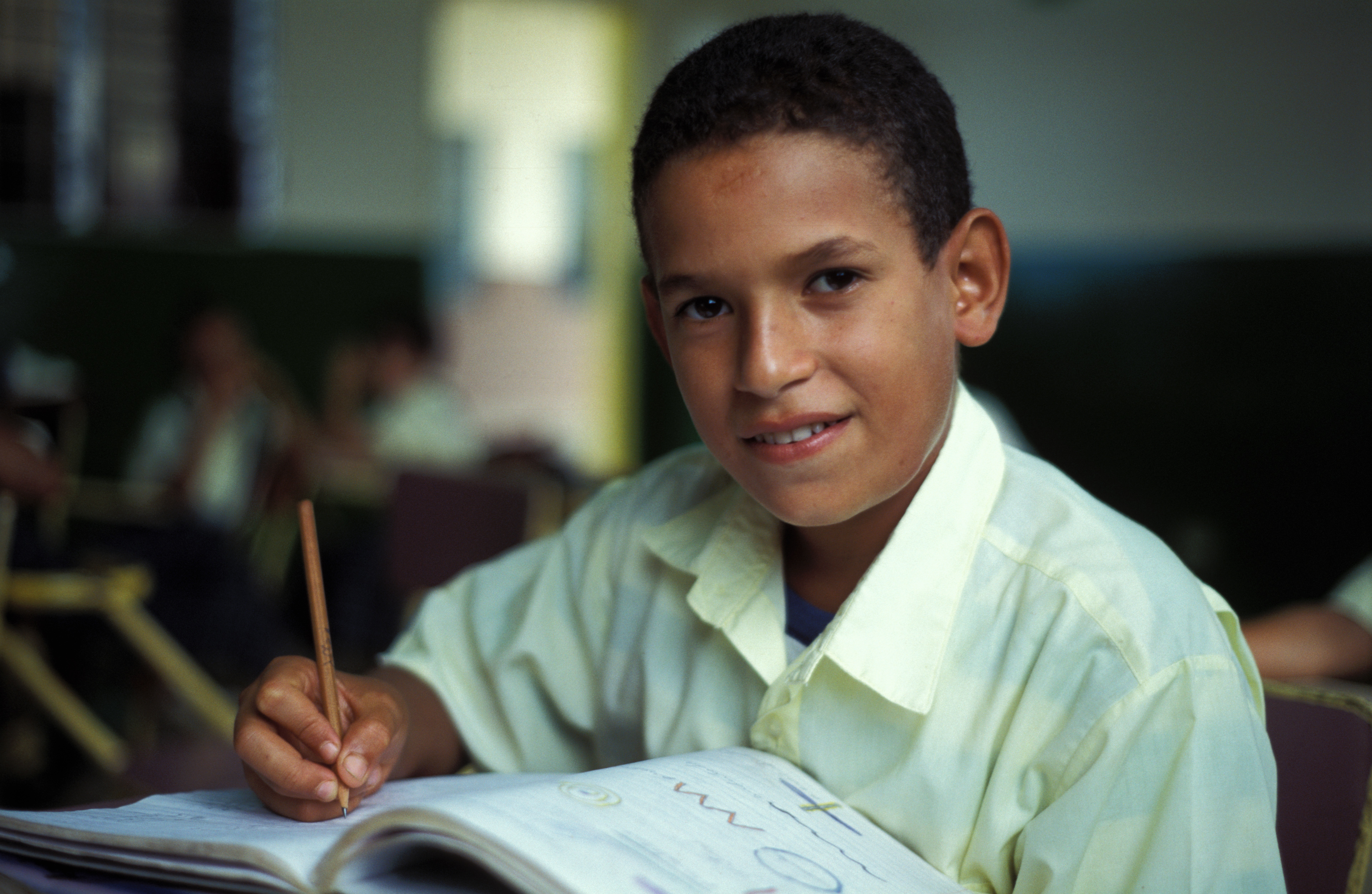 Boy in School in Dominican Republic