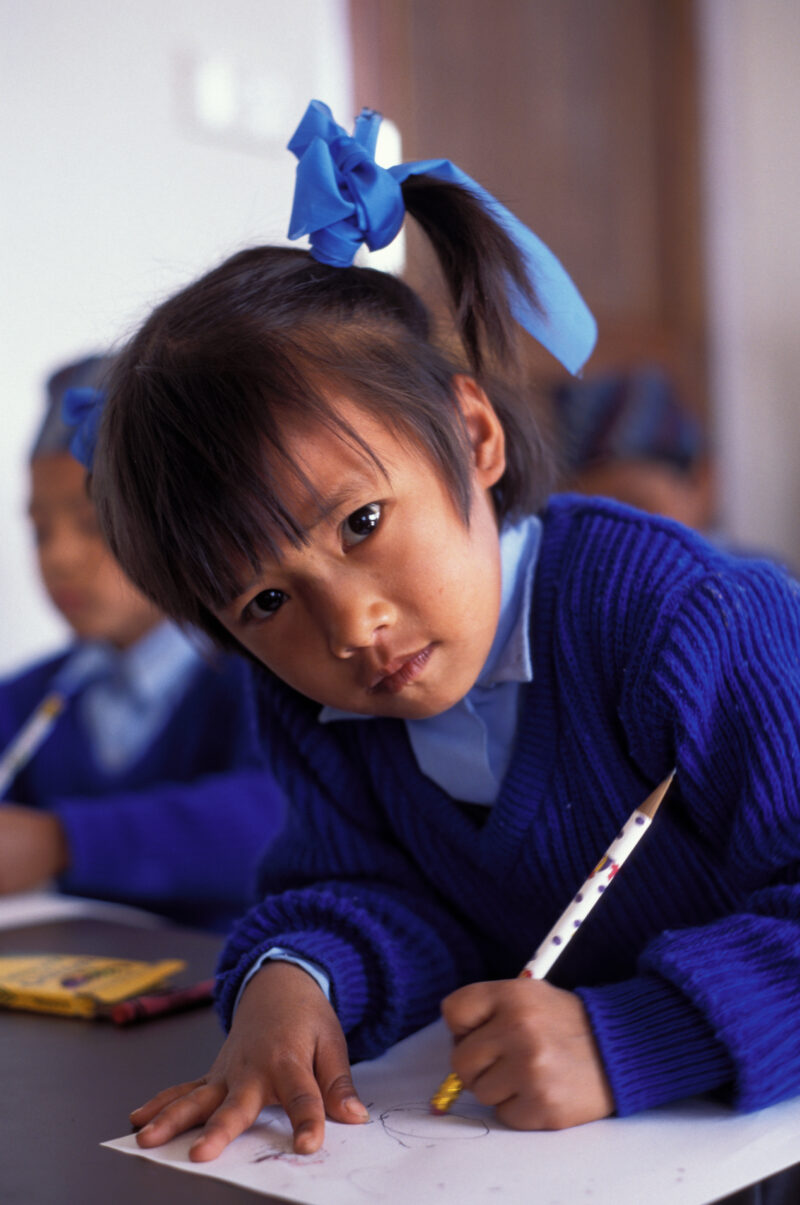 Girl in School in Nepal — Cute Students in Nepal — Nepal, School, Schools, Education children, girl