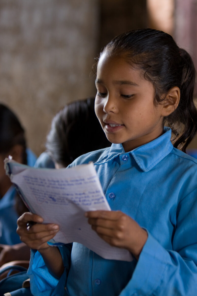 Girl In School in Nepal — Children attend school in rural Nepal, thanks to a sponsorship program run by ADRA — Nepal, students, children, elementary, school