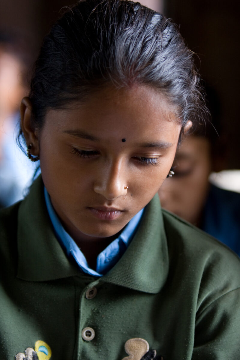 Girl In School in Nepal — Children attend school in rural Nepal, thanks to a sponsorship program run by ADRA — Nepal, students, children, elementary, school