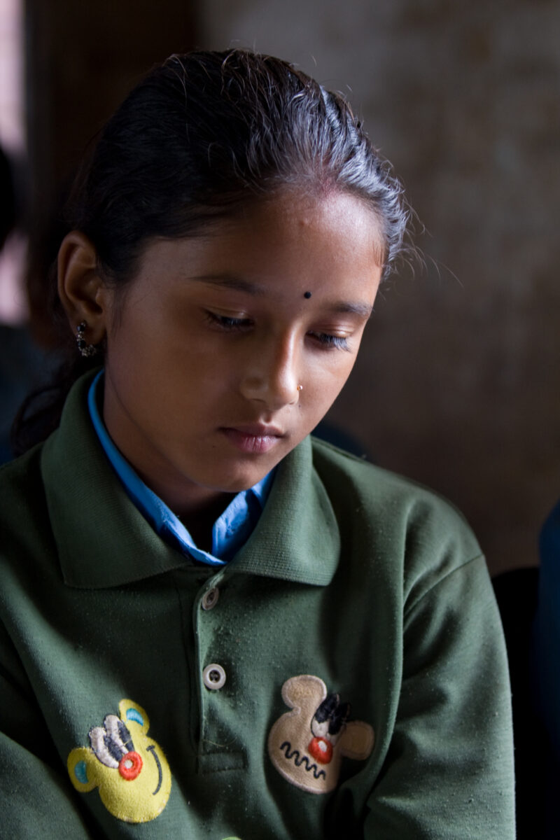 Girl In School in Nepal — Children attend school in rural Nepal, thanks to a sponsorship program run by ADRA — Nepal, students, children, elementary, school