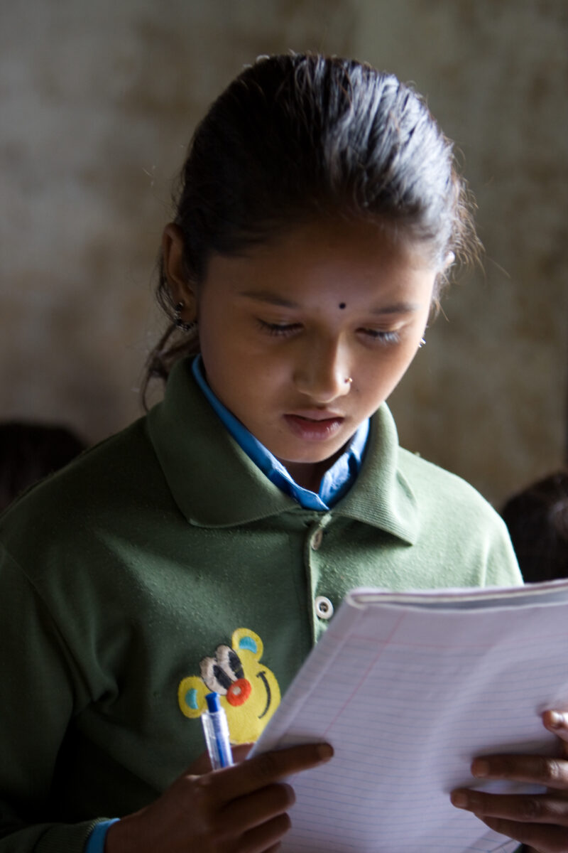 Girl In School in Nepal — Children attend school in rural Nepal, thanks to a sponsorship program run by ADRA — Nepal, students, children, elementary, school