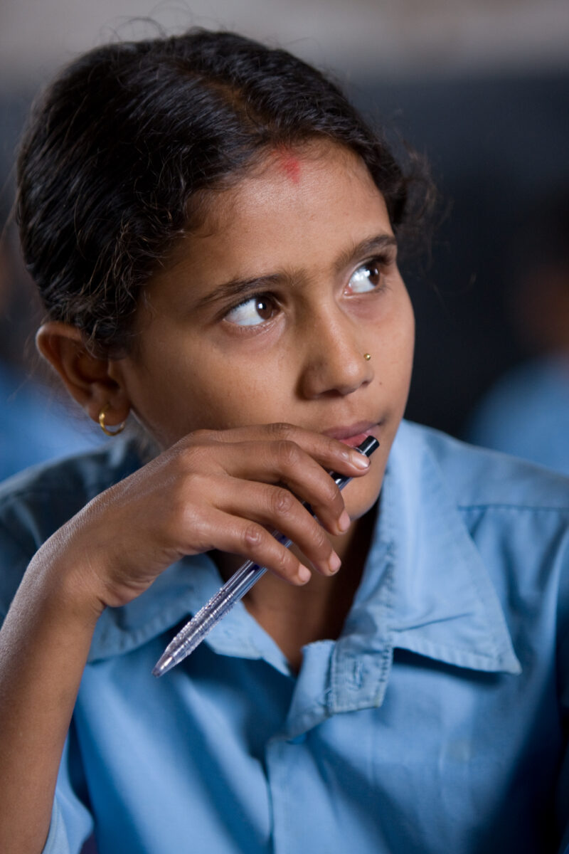Girl In School in Nepal — Children attend school in rural Nepal, thanks to a sponsorship program run by ADRA — Nepal, students, children, elementary, school