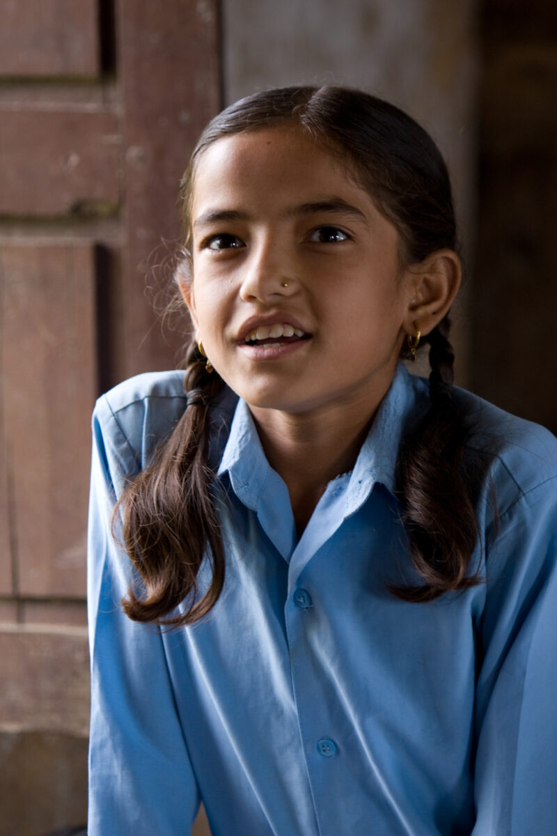 Girl In School in Nepal — Children attend school in rural Nepal, thanks to a sponsorship program run by ADRA — Nepal, students, children, elementary, school
