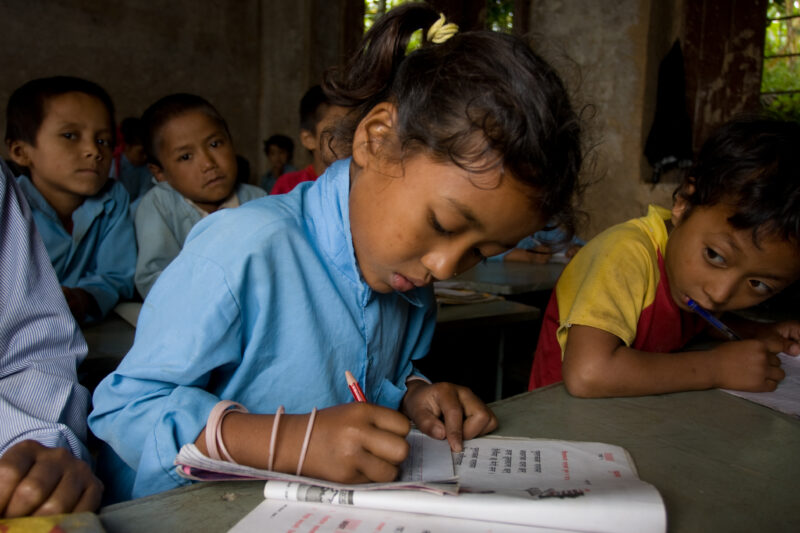 Student in Nepal School — Children attend school in rural Nepal, thanks to a sponsorship program run by ADRA — Nepal, students, children, elementary, school