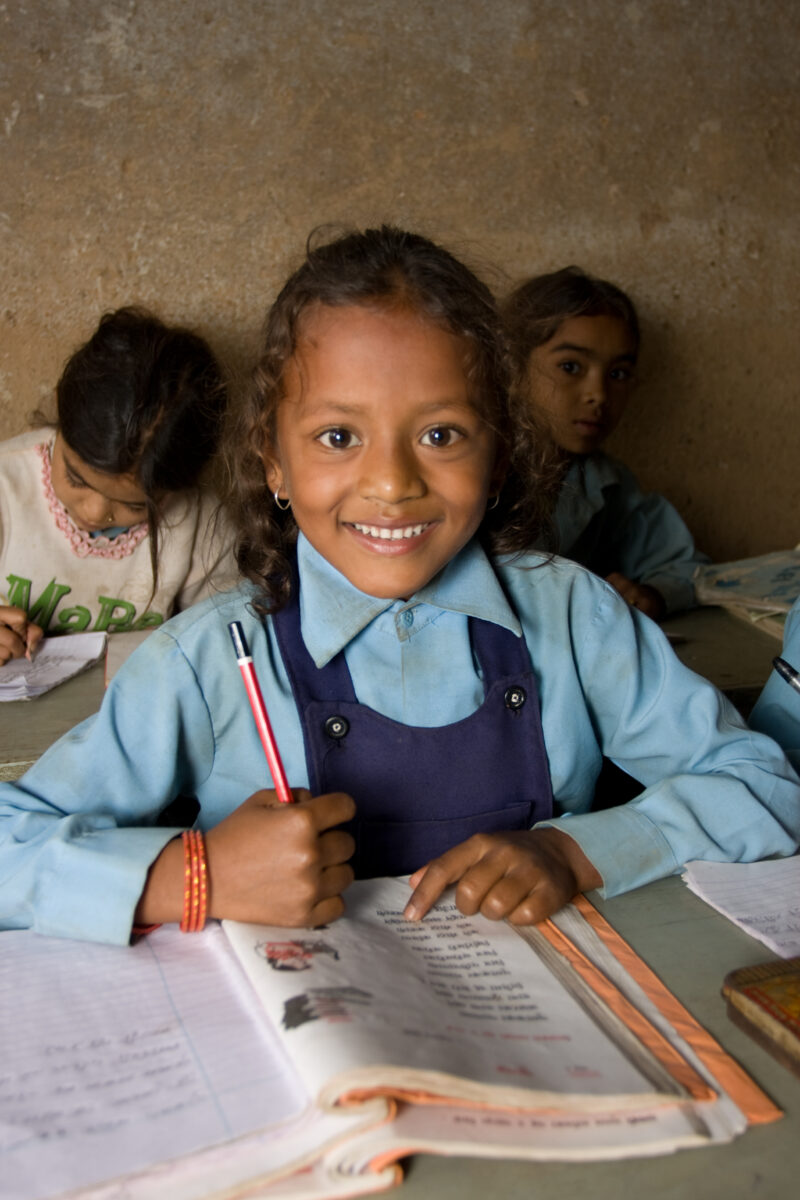 Student in Nepal School — Children attend school in rural Nepal, thanks to a sponsorship program run by ADRA — Nepal, students, children, elementary, school