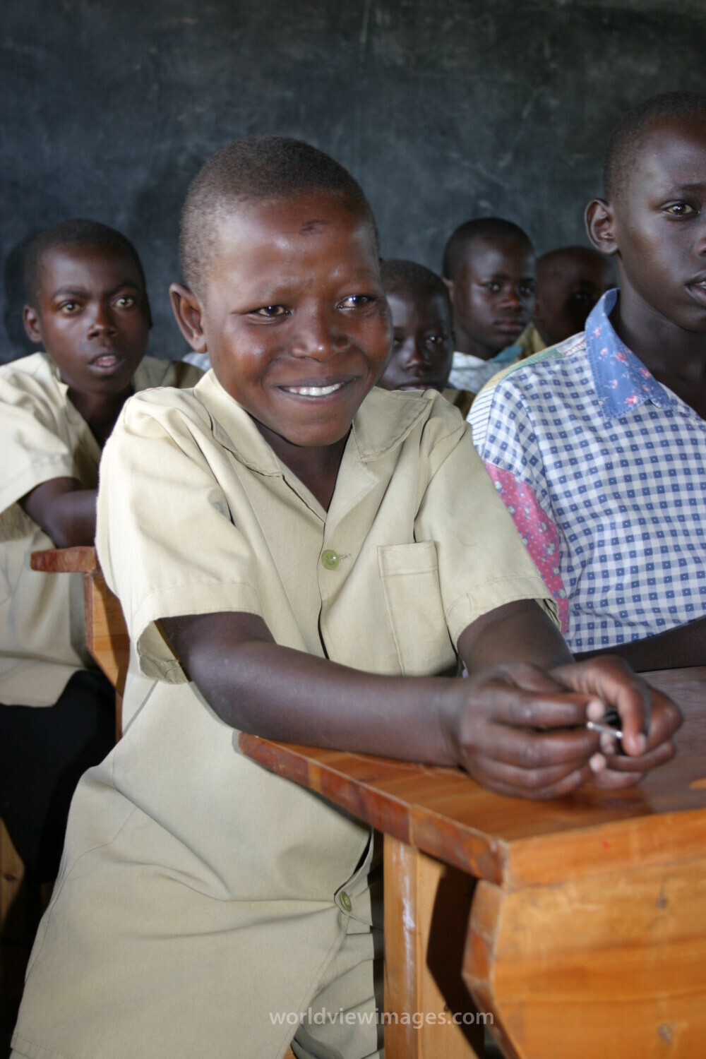 Boy in School in Rwanda