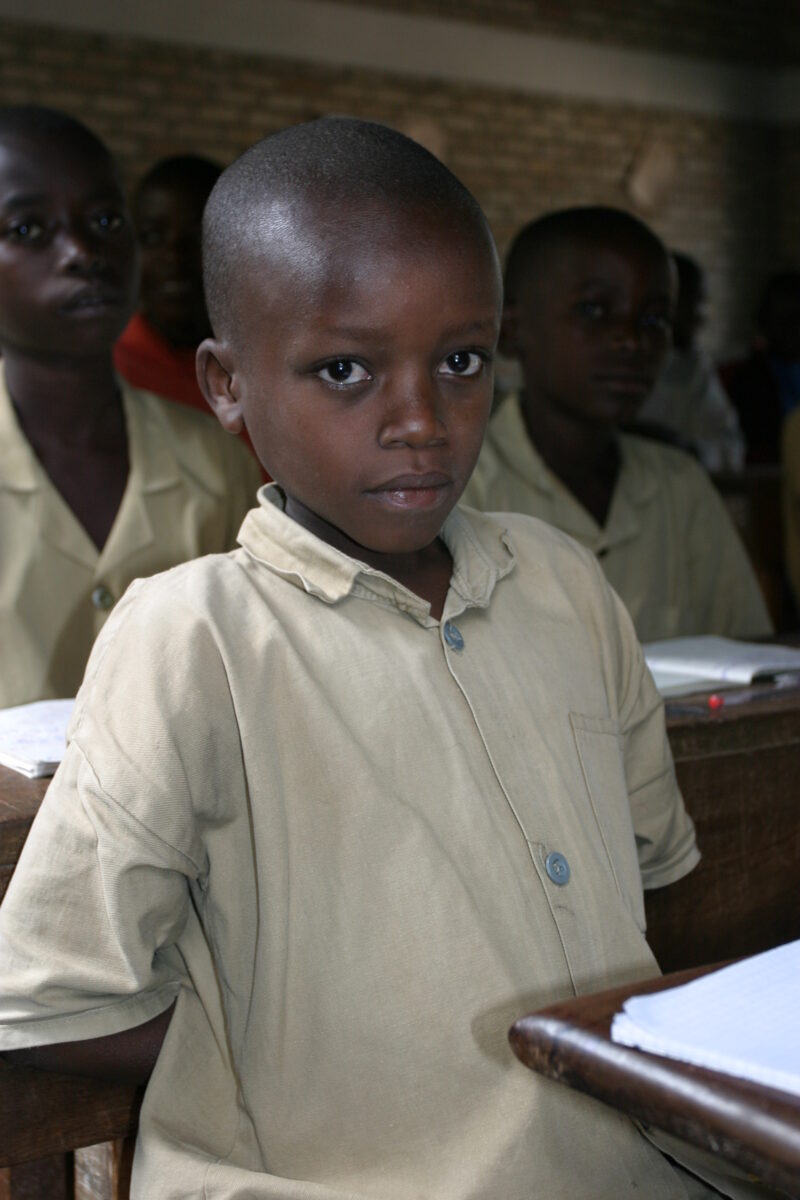 Boy in School in Rwanda — Students of refugees, returning to Rwanda after the genocide, attend schools built in a development program sponsored by ADRA and t...