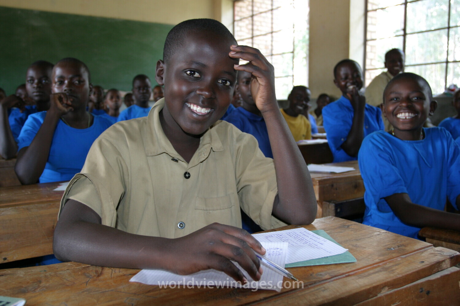 Boy in School in Rwanda