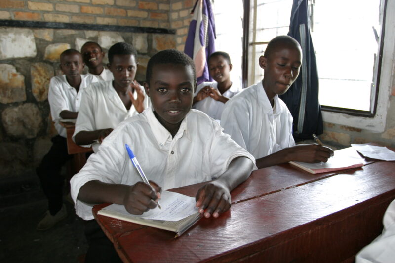 Students in Rwanda — Students of refugees, returning to Rwanda after the genocide, attend schools built in a development program sponsored by ADRA and the Ca...