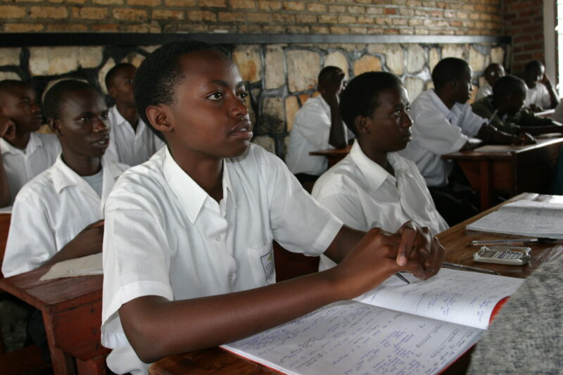 Students in School in Rwanda — Students of refugees, returning to Rwanda after the genocide, attend schools built in a development program sponsored by ADRA ...