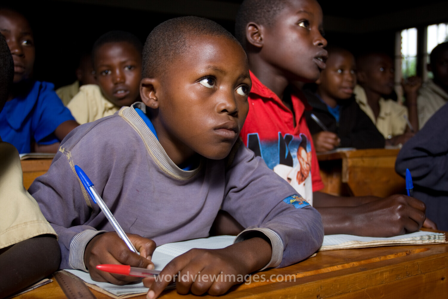 Boy in School in rwanda