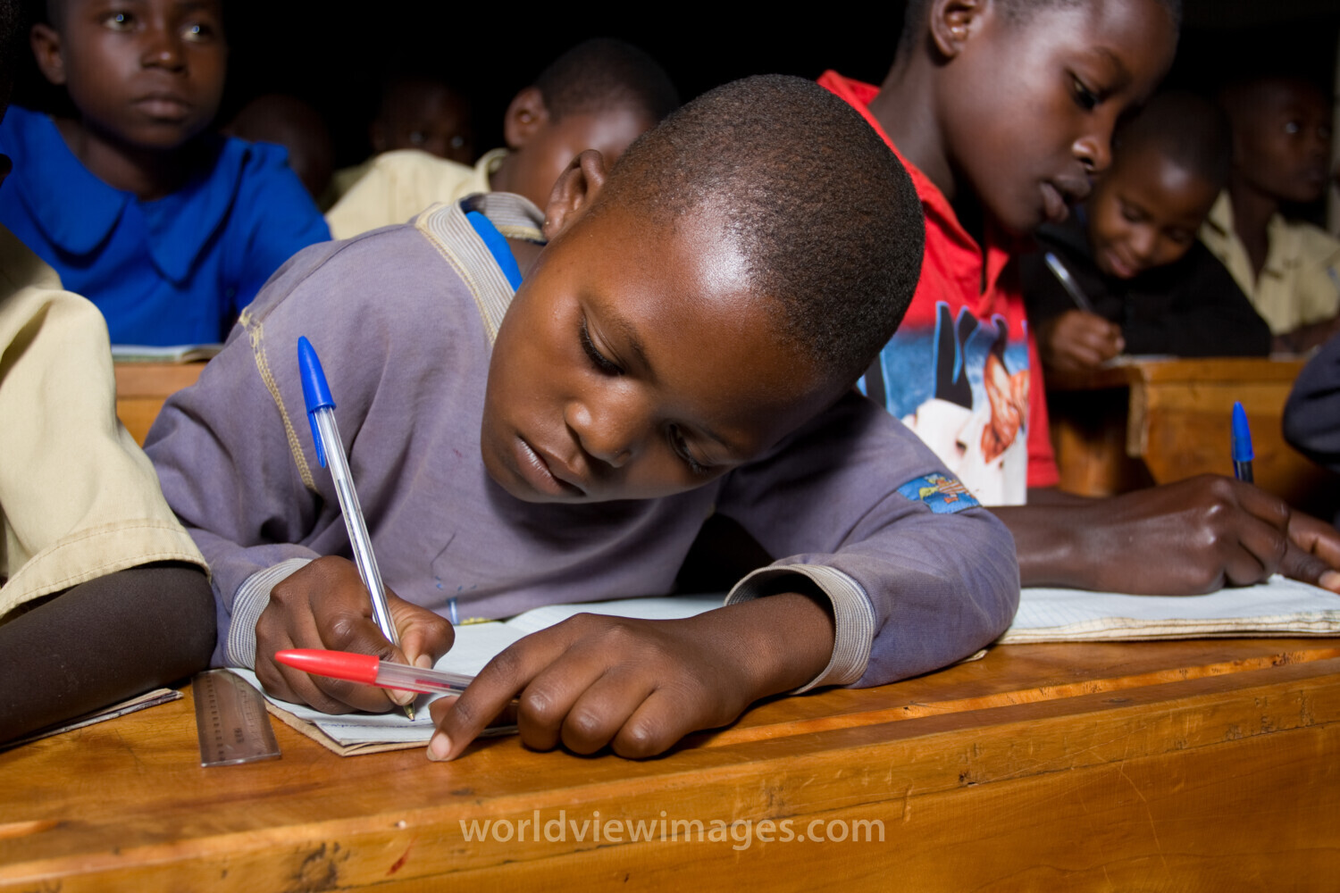 Boy in School in rwanda