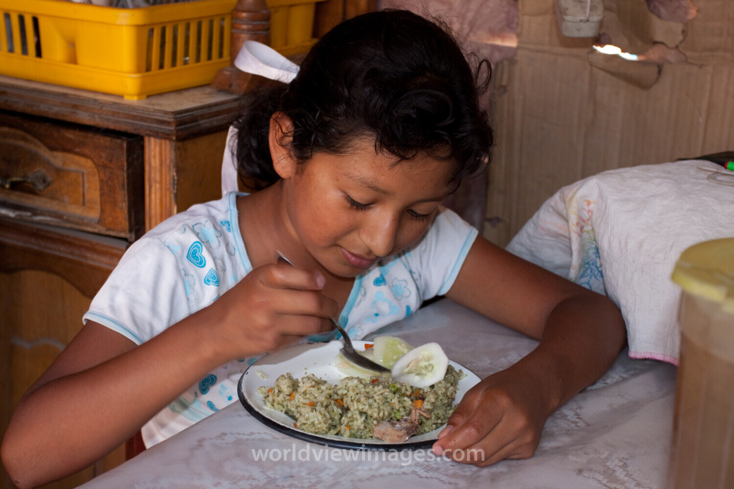 Eating Meal in Peru