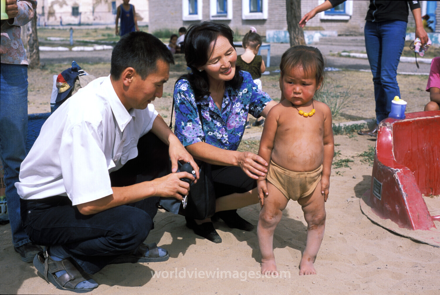 Doctor Checks Baby in Mongolia