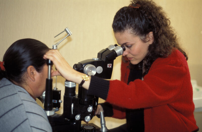 Vision Check in Mexico Clinic — Woman gets an eye exam at a remote ADRA clinic in Mexico — Mecico, Health, eye, exam