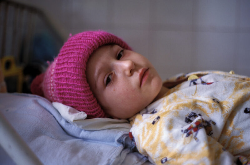 Girl in Hospital in Romania — Stock Images of Children in a cancer ward of a hospital in Bucharest, Romania — Romania, Cancer, Children, hospital, Chernobyl