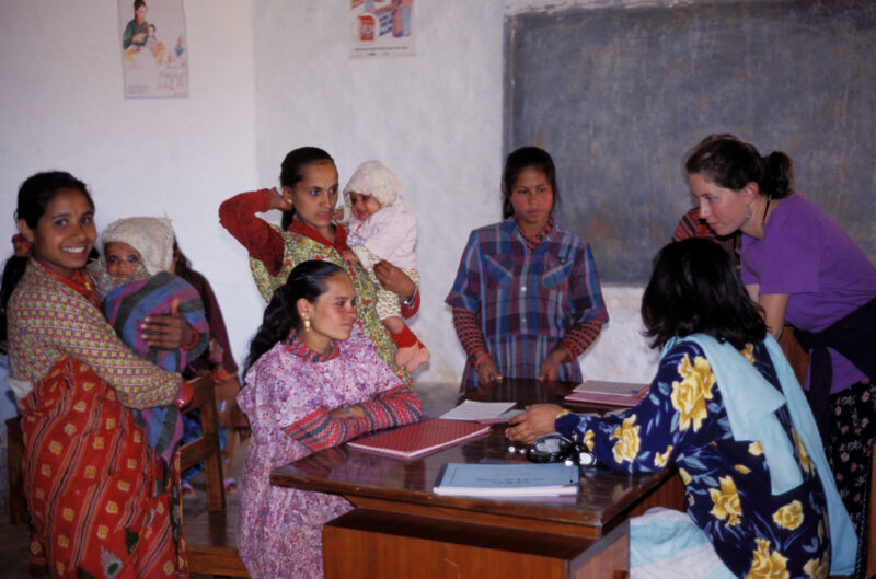 Mothers Visit Doctor in Nepal — Stock Images of visiting the doctor at a ADRA mobile clinic in Rural Nepal — Nepal, Health, Clinic, Doctor
