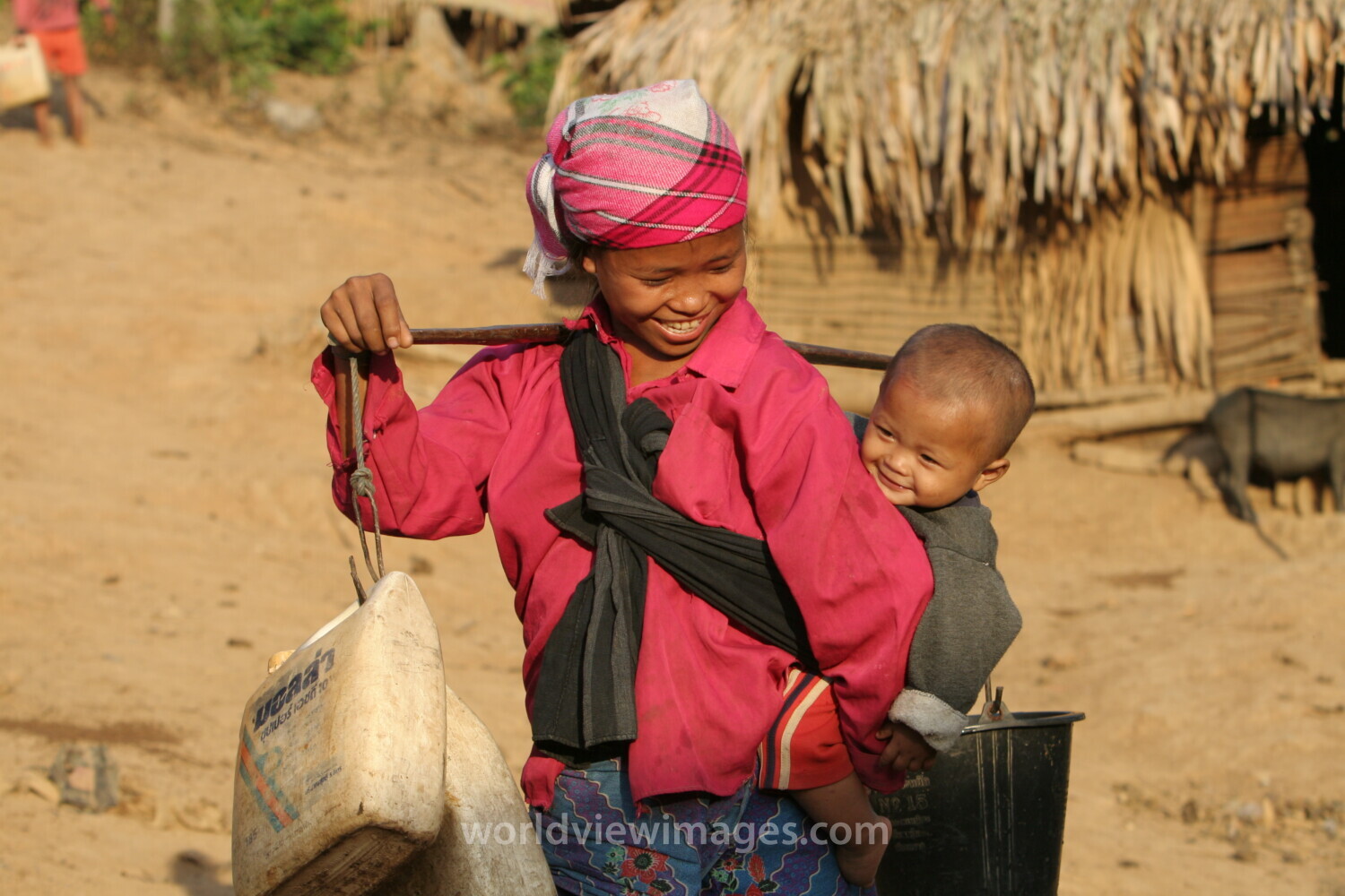Collecting Water in Laos