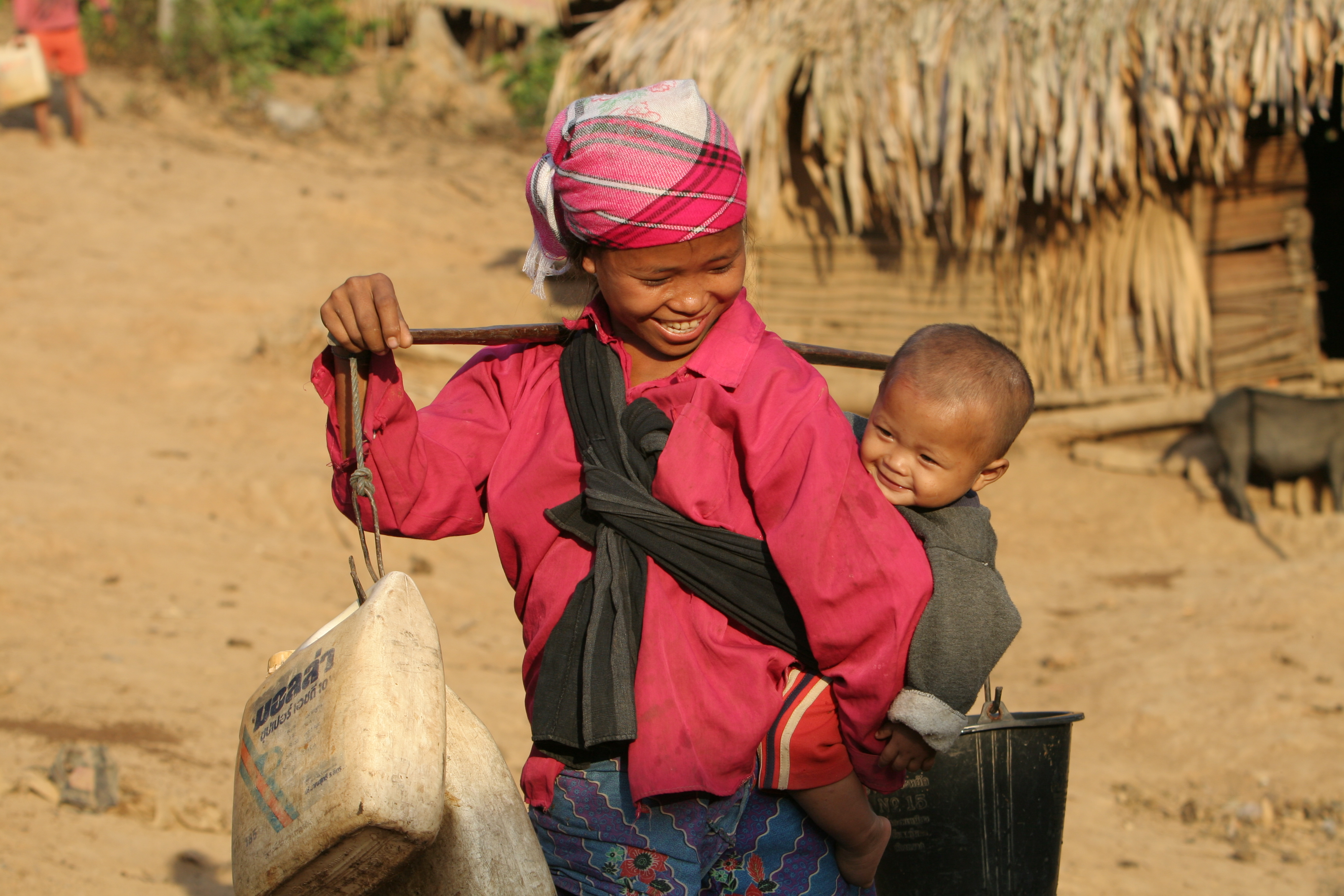 Collecting Water in Laos