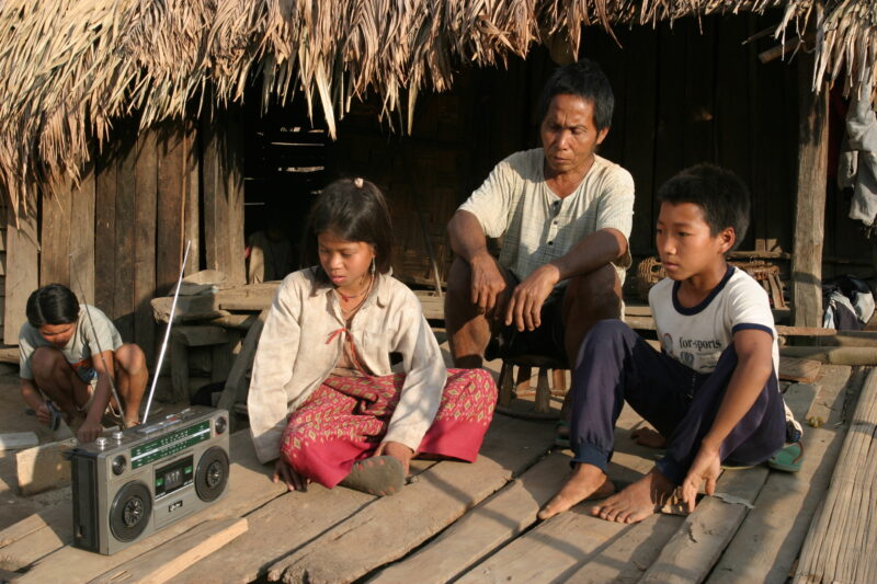 Health Education on Radio in Laos — People in Remote villages in Laos listen to radio program on health issues, produced by ADRA Laos. — Laos, ADRA, Health E...