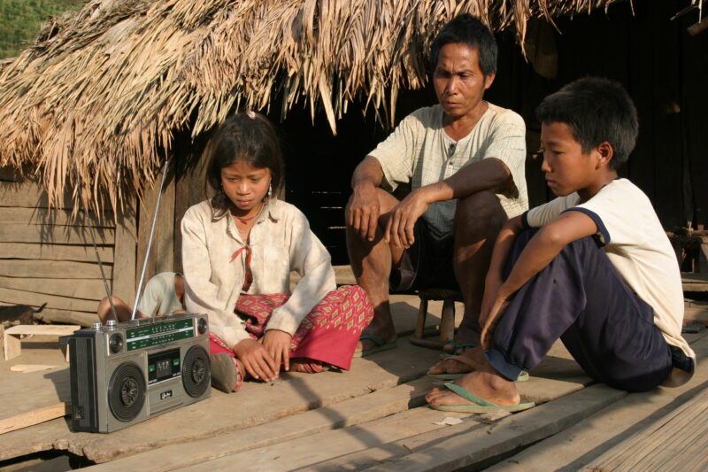 Health Education on Radio in Laos — People in Remote villages in Laos listen to radio program on health issues, produced by ADRA Laos. — Laos, ADRA, Health E...