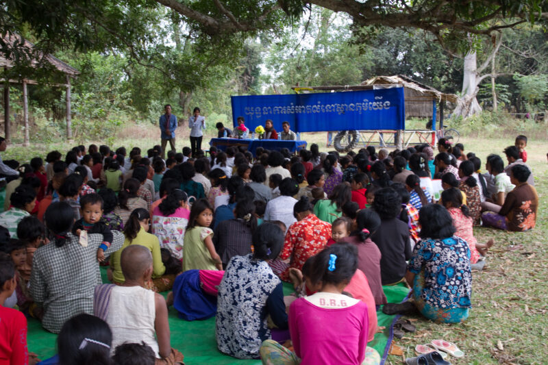 Health Education in Cambodia — Village gathers to receive helth education on issues of sanitation from ADRA, before a cleaning bee to clean up the village. —...