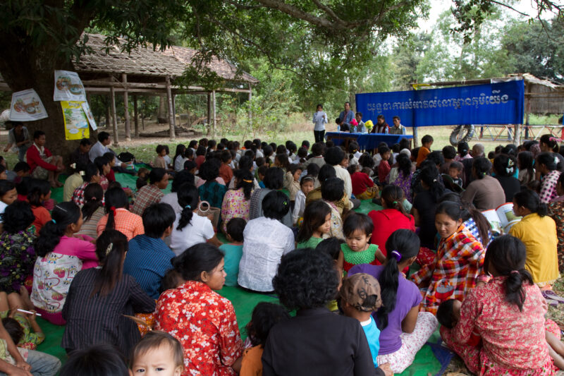 Health Education in Cambodia — Village gathers to receive helth education on issues of sanitation from ADRA, before a cleaning bee to clean up the village. —...