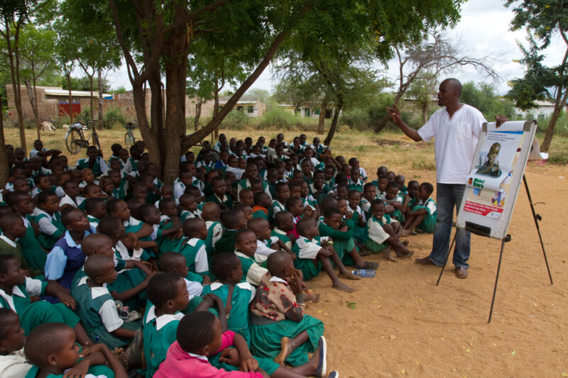 Health Education in Kenya — Students at a rural school in Kenya learn all about issues on health and sanitation, from a health worker from ADRA — Africa, Ken...