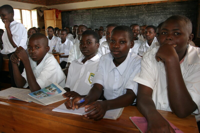 Students in Rwanda — Students of refugees, returning to Rwanda after the genocide, attend schools built in a development program sponsored by ADRA and the Ca...