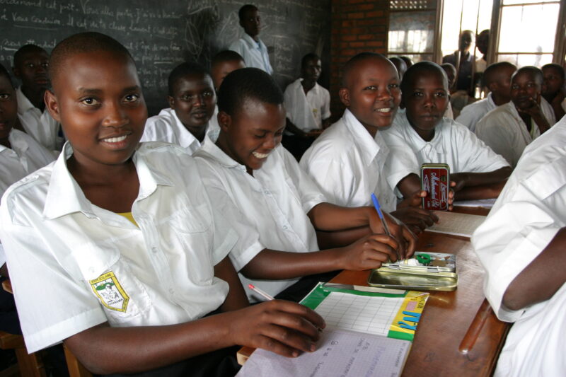 Students in Rwanda — Students of refugees, returning to Rwanda after the genocide, attend schools built in a development program sponsored by ADRA and the Ca...