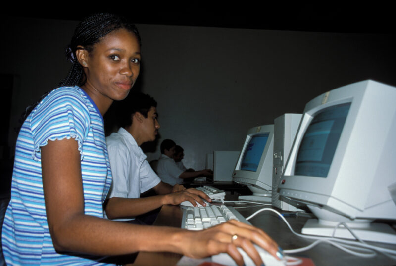 Learning Computers in Mexico — Young woman learns computers at a Adventist School in Mexico — Mexico, Students, school, schools, computer