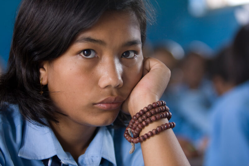 School in Nepal — Children attend school in rural Nepal, thanks to a sponsorship program run by ADRA — Nepal, students, children, elementary, school
