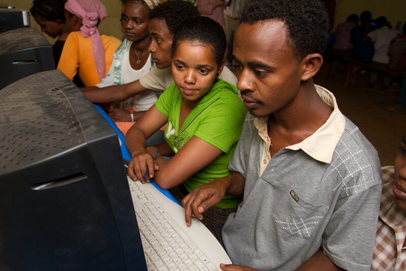 Learning Computers in Ethiopia — Academy students at a Adventist School in Ethiopia, learn new things in a Computer class, recently set up in their school. —...
