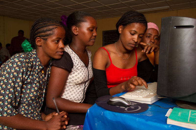 Learning Computers in Ethiopia — Academy students at a Adventist School in Ethiopia, learn new things in a Computer class, recently set up in their school. —...