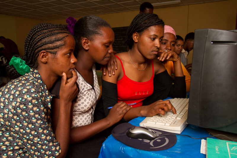 Learning Computers in Ethiopia — Academy students at a Adventist School in Ethiopia, learn new things in a Computer class, recently set up in their school. —...