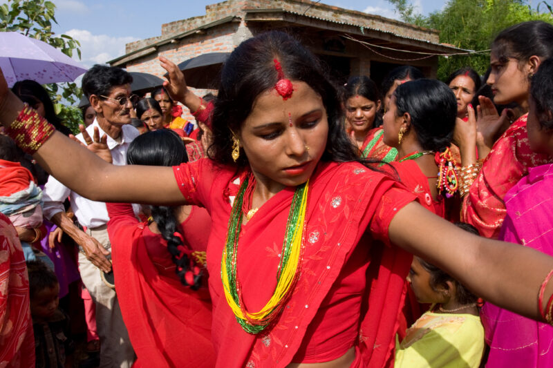 Women Celebrate Festaval in Nepal — Hindu women dance and sing at a festaval in rural Nepal — Nepal, woman, women, Hindu, celebration