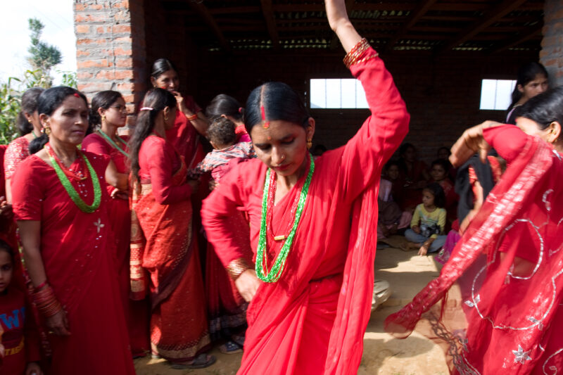 Women Celebrate Festaval in Nepal — Hindu women dance and sing at a festaval in rural Nepal — Nepal, woman, women, Hindu, celebration