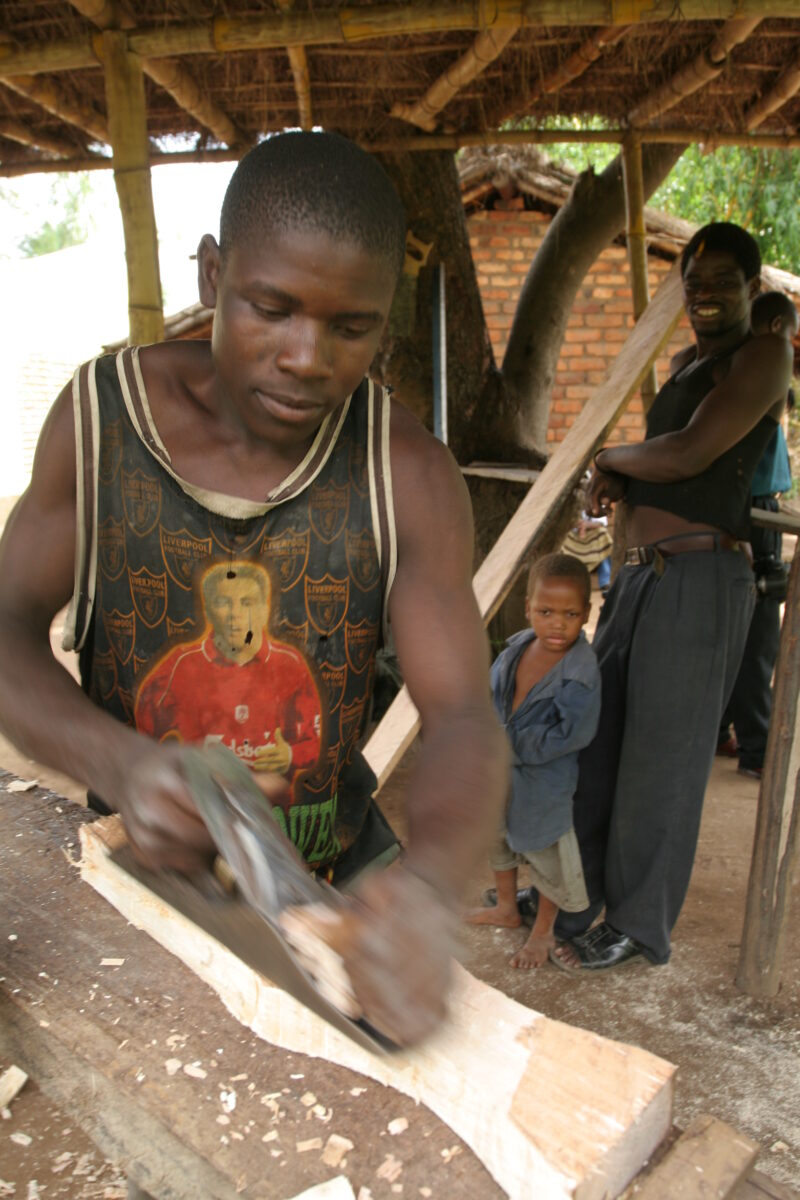 Learning Carpentry Skills in Malawi — Young man learns carpentry skills in a ADRA vocational training program in Malawi, Africa — Malawi, Africa, ADRA, skill...