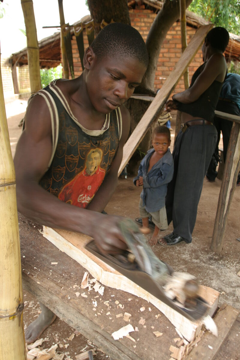 Learning Carpentry Skills in Malawi — Young man learns carpentry skills in a ADRA vocational training program in Malawi, Africa — Malawi, Africa, ADRA, skill...