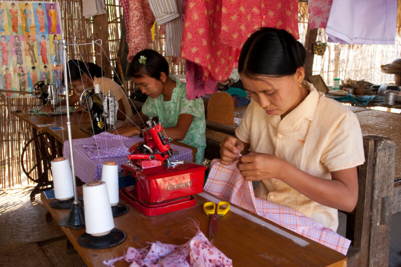 Skills Training in Burma — In a class run by ADRA, women learn the skill of sewing, so that they can start their own small dressmaking business from their ho...