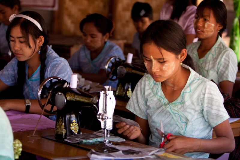 Skills Training in Burma — In a class run by ADRA, women learn the skill of sewing, so that they can start their own small dressmaking business from their ho...