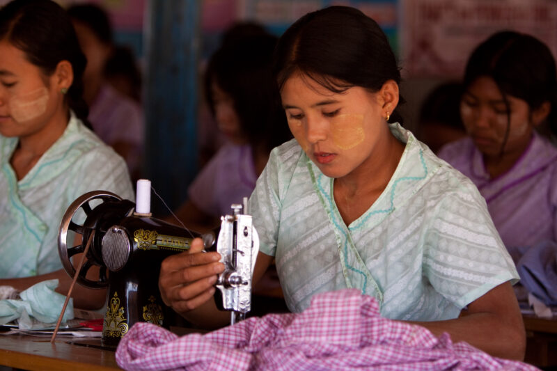 Skills Training in Burma — In a class run by ADRA, women learn the skill of sewing, so that they can start their own small dressmaking business from their ho...