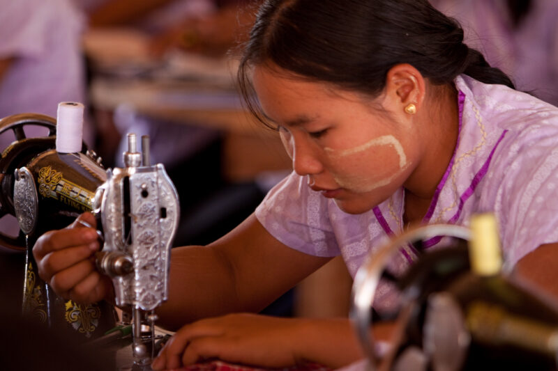 Skills Training in Burma — In a class run by ADRA, women learn the skill of sewing, so that they can start their own small dressmaking business from their ho...