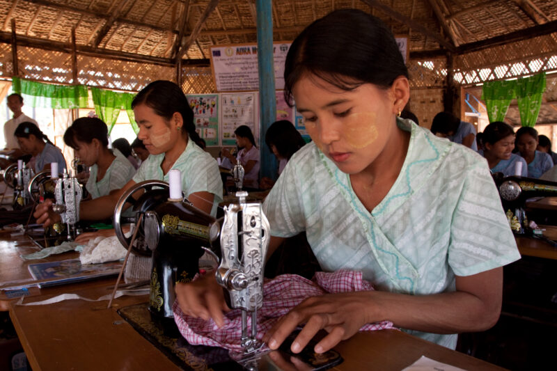 Skills Training in Burma — In a class run by ADRA, women learn the skill of sewing, so that they can start their own small dressmaking business from their ho...