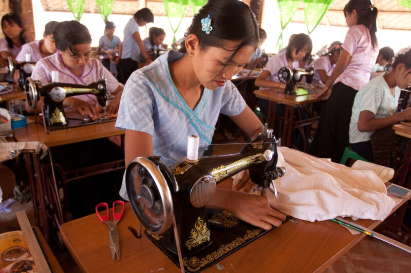 Skills Training in Burma — In a class run by ADRA, women learn the skill of sewing, so that they can start their own small dressmaking business from their ho...
