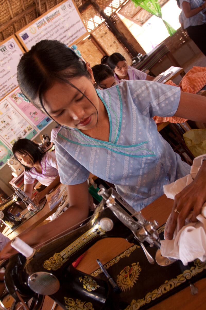Skills Training in Burma — In a class run by ADRA, women learn the skill of sewing, so that they can start their own small dressmaking business from their ho...