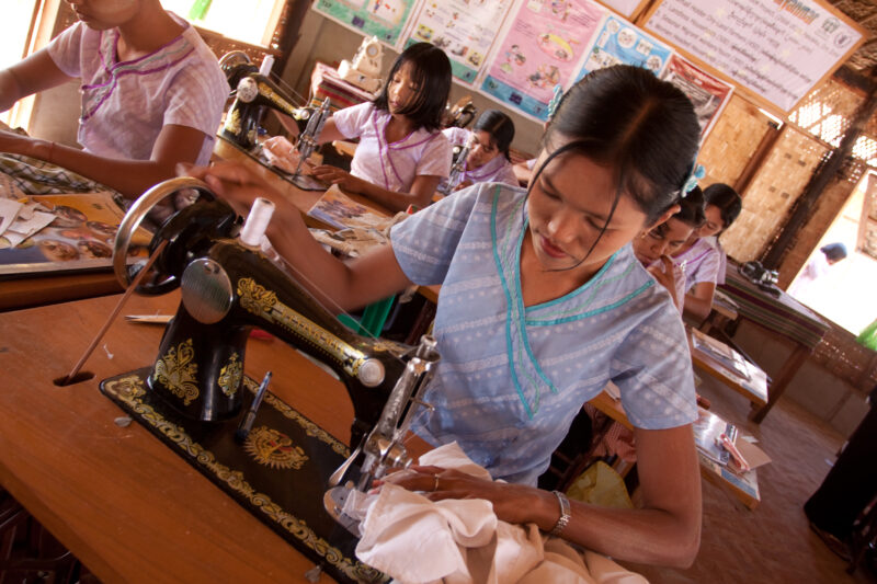 Skills Training in Burma — In a class run by ADRA, women learn the skill of sewing, so that they can start their own small dressmaking business from their ho...